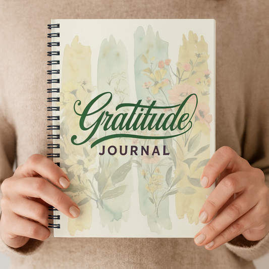 Journal Gratitude Journal Spiral Notebook with Floral Watercolor Cover for Mindfulness, Self Care, Daily Affirmations & Positive Thinking