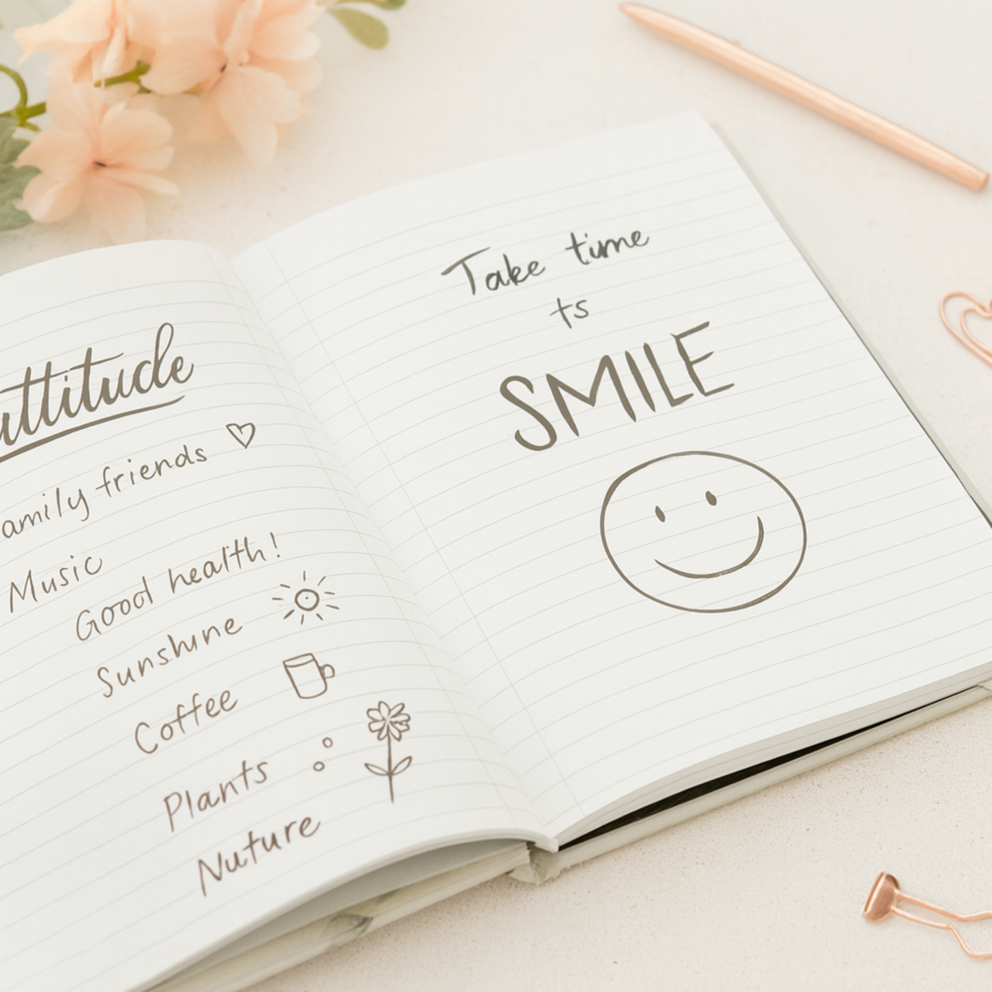 Journal Gratitude Journal Hardcover with Floral Watercolor Cover for Mindfulness, Self Care, Daily Reflection & Wellness