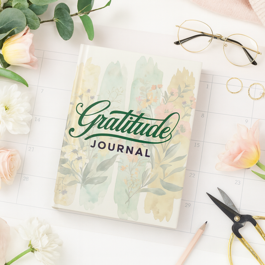 Journal Gratitude Journal Hardcover with Floral Watercolor Cover for Mindfulness, Self Care, Daily Reflection & Wellness