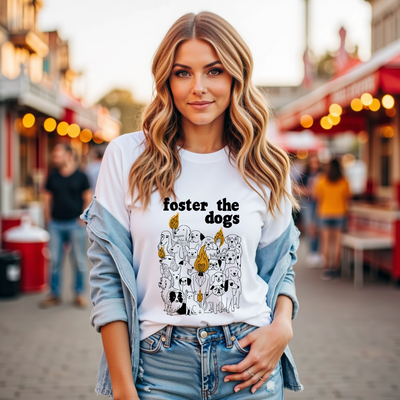 Foster the Dogs Shirt Funny Rescue Tee Dog Lover Graphic T-Shirt Animal Adoption Back Print Top Gift for Pet Parents