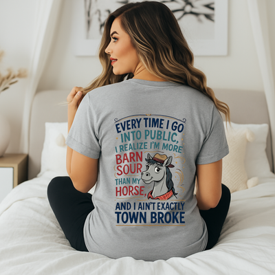 Anti Social Horse Girl T-Shirt -Funny Equestrian Tee Back Print Horse Girl Gift Western Riding T-Shirt