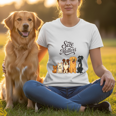 Funny Dog Shirt Size Matters Tee Dog Mom Gift Animal Lover T-Shirt Rescue Pride Pup Owner Graphic Top