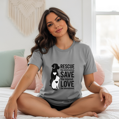 Rescue Animal Shirt Dog Cat Lover Tee Save Adopt Foster Volunteer T-Shirt Humane Society Animal Advocate Gift for Pet Moms & Dads