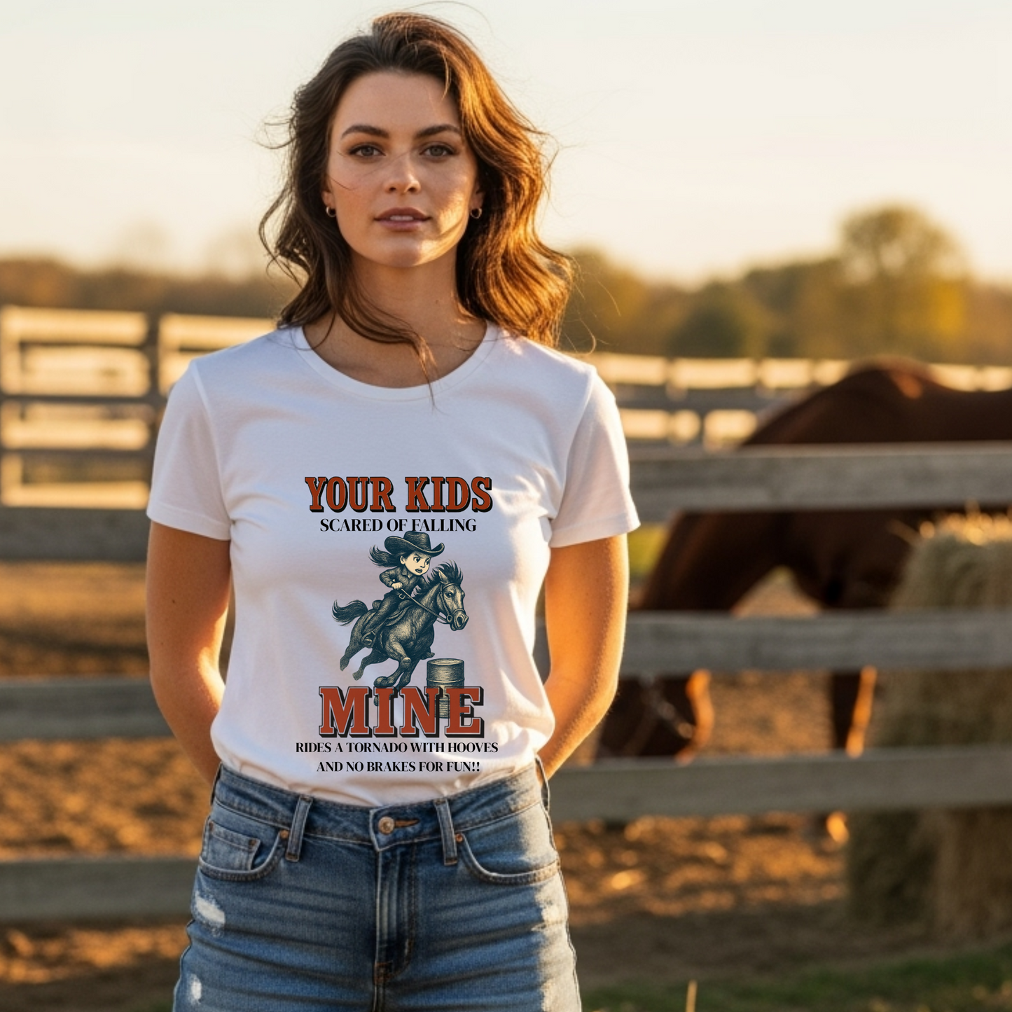 Front- Rodeo Kids Shirt Barrel Racing Tee Youth Rodeo T-Shirt Bull Riding Team Roping Steer Wrestling Western Horseback Riding Tee
