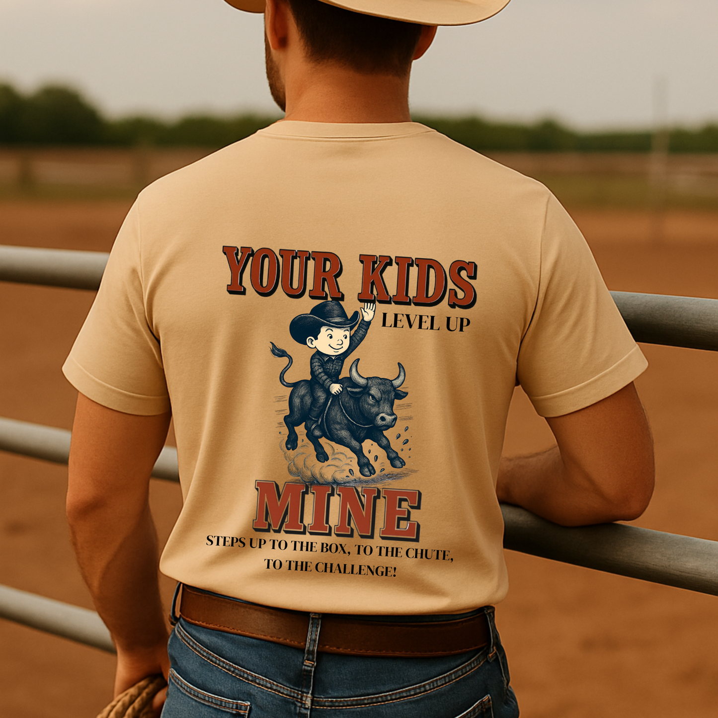 Back Print- Youth Rodeo Bull Riding Shirt, Western Cowboy Kids Tee, Country Rodeo Mom and Dad Gift, Rustic Farm Life Graphic Tee