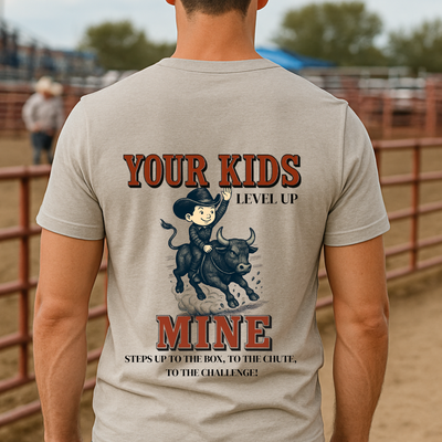 Back Print- Youth Rodeo Bull Riding Shirt, Western Cowboy Kids Tee, Country Rodeo Mom and Dad Gift, Rustic Farm Life Graphic Tee
