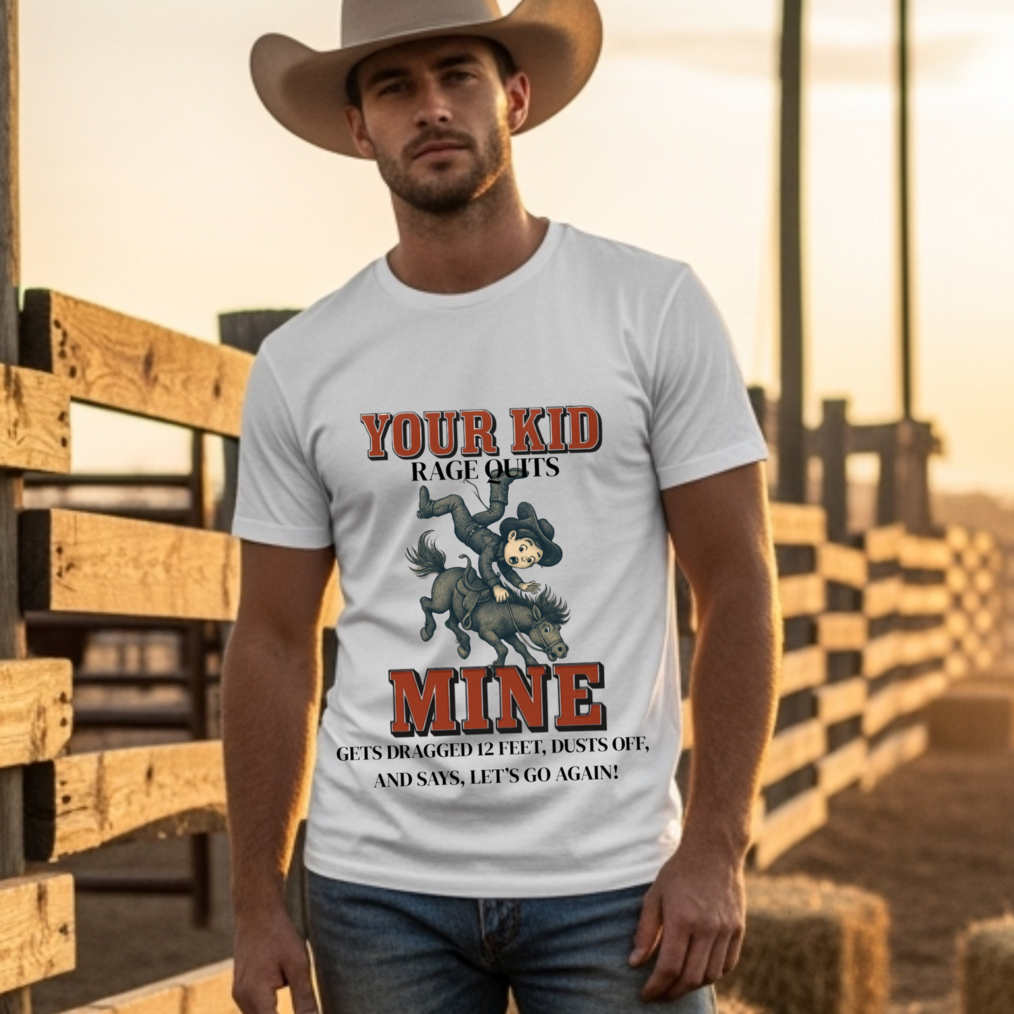 Front Printed- Youth Rodeo Shirt Funny Rodeo Kid T-Shirt Bull Riding Barrel Racing Team Roping Steer Wrestling Western Horseback Riding Tee