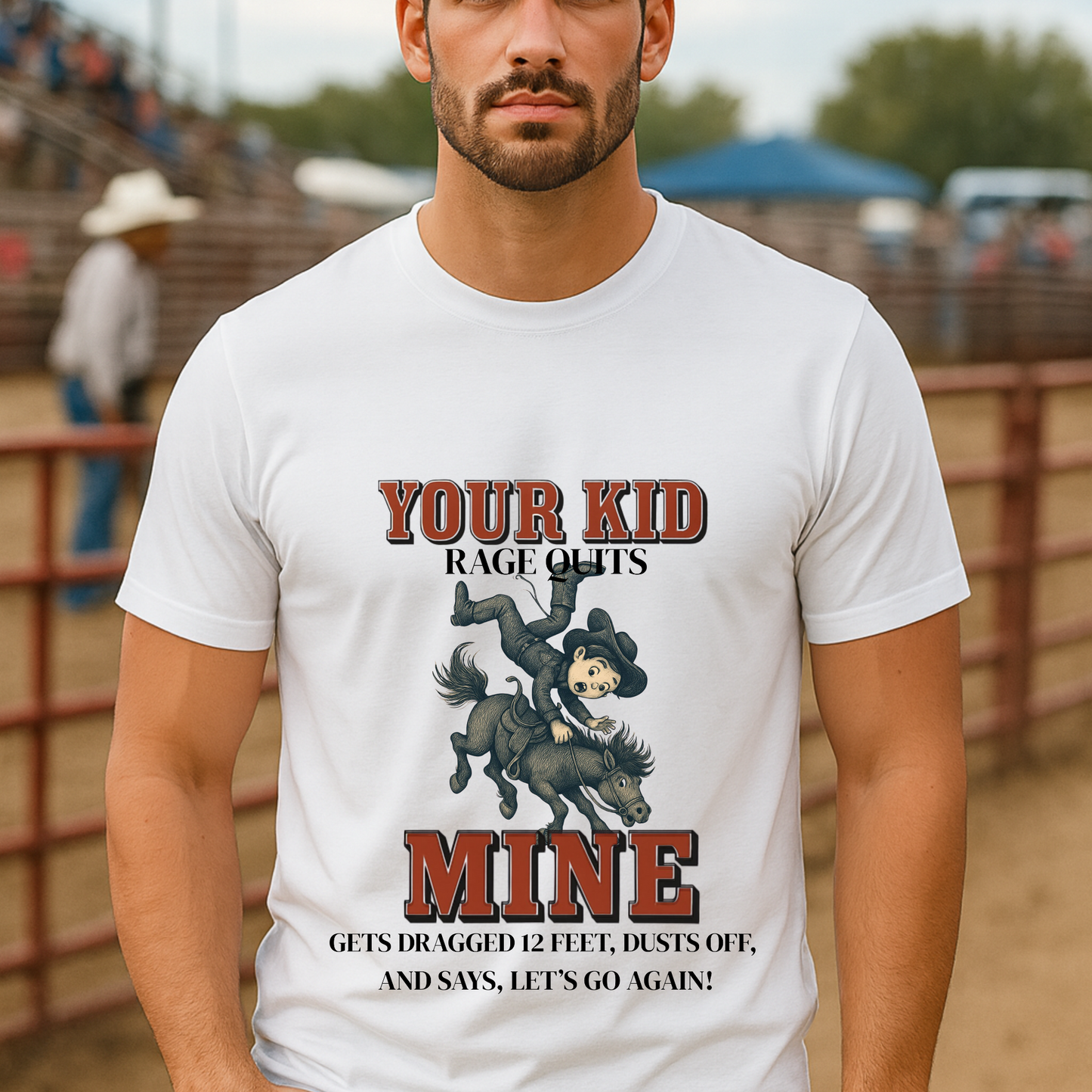 Front Printed- Youth Rodeo Shirt Funny Rodeo Kid T-Shirt Bull Riding Barrel Racing Team Roping Steer Wrestling Western Horseback Riding Tee