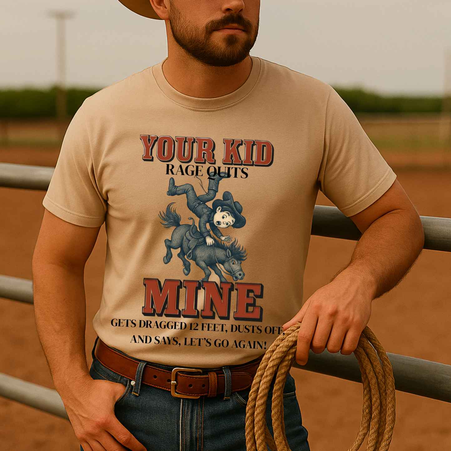 Front Printed- Youth Rodeo Shirt Funny Rodeo Kid T-Shirt Bull Riding Barrel Racing Team Roping Steer Wrestling Western Horseback Riding Tee
