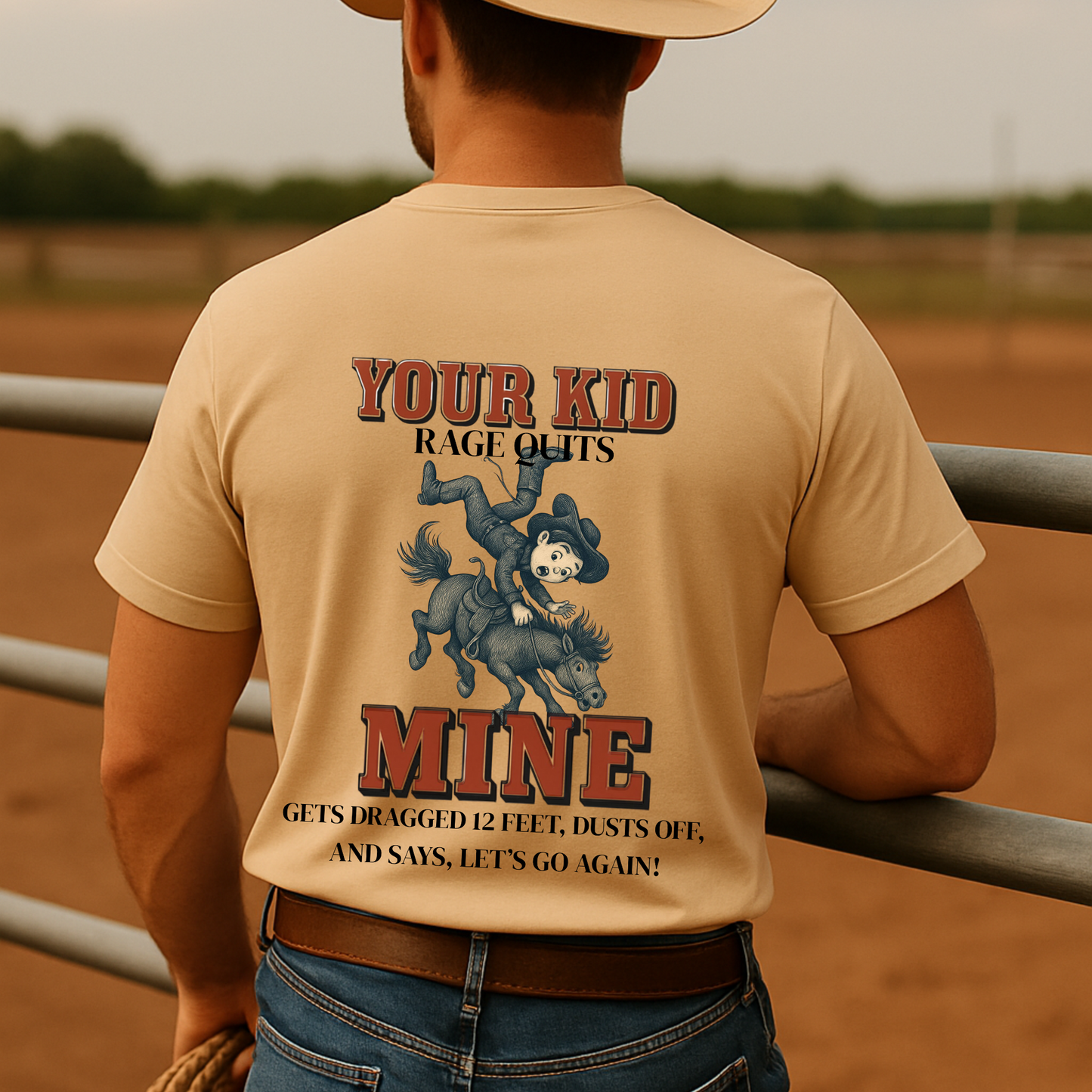 Back Printed- Youth Rodeo Shirt Funny Rodeo Kid T-Shirt Bull Riding Barrel Racing Team Roping Steer Wrestling Western Horseback Riding Tee