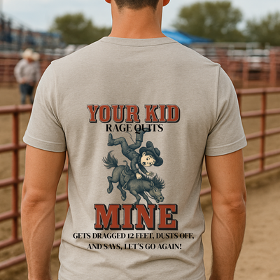 Back Printed- Youth Rodeo Shirt Funny Rodeo Kid T-Shirt Bull Riding Barrel Racing Team Roping Steer Wrestling Western Horseback Riding Tee