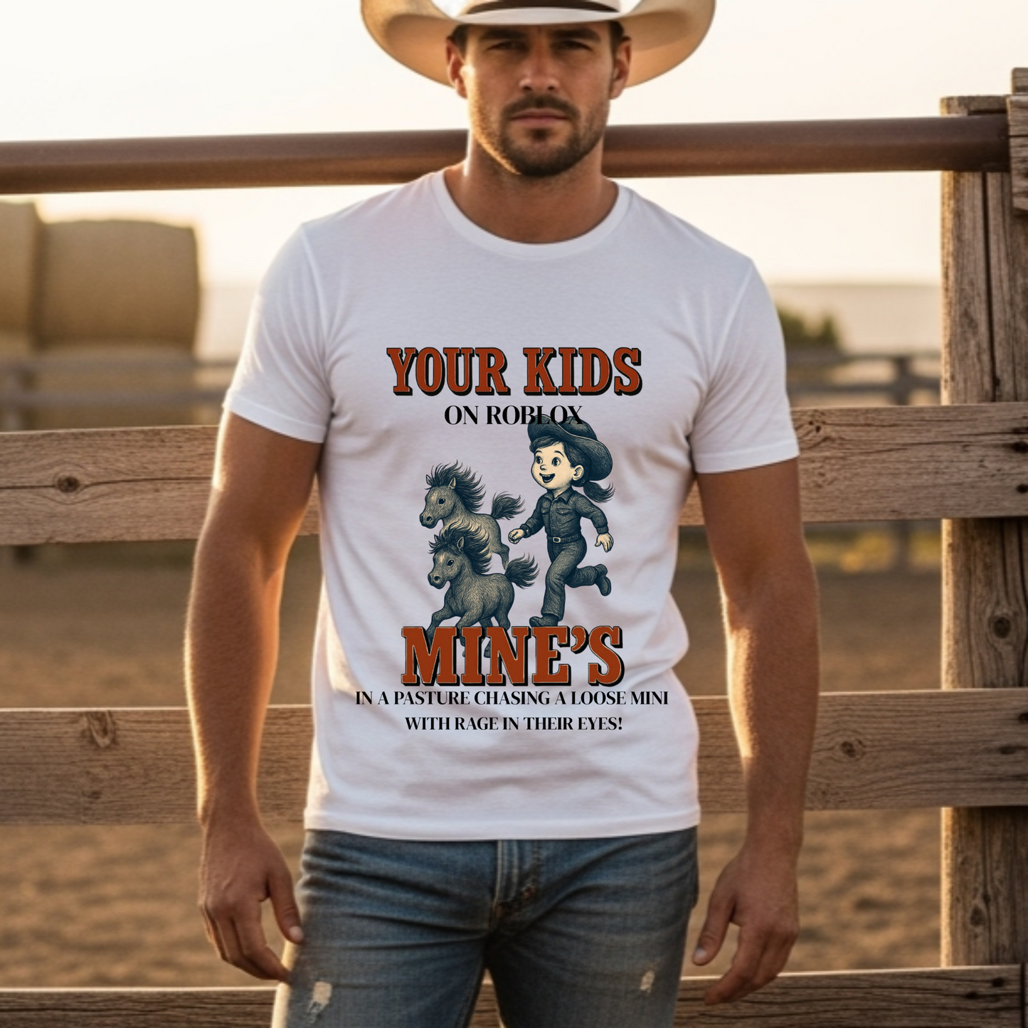 Front Printed- Barn Kid Pony Chase Shirt – Funny Rodeo Parent Tee for Horse Families