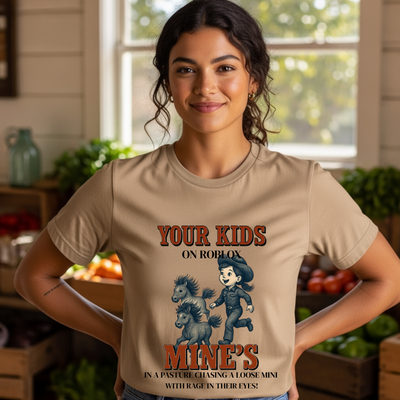 Front Printed- Barn Kid Pony Chase Shirt – Funny Rodeo Parent Tee for Horse Families