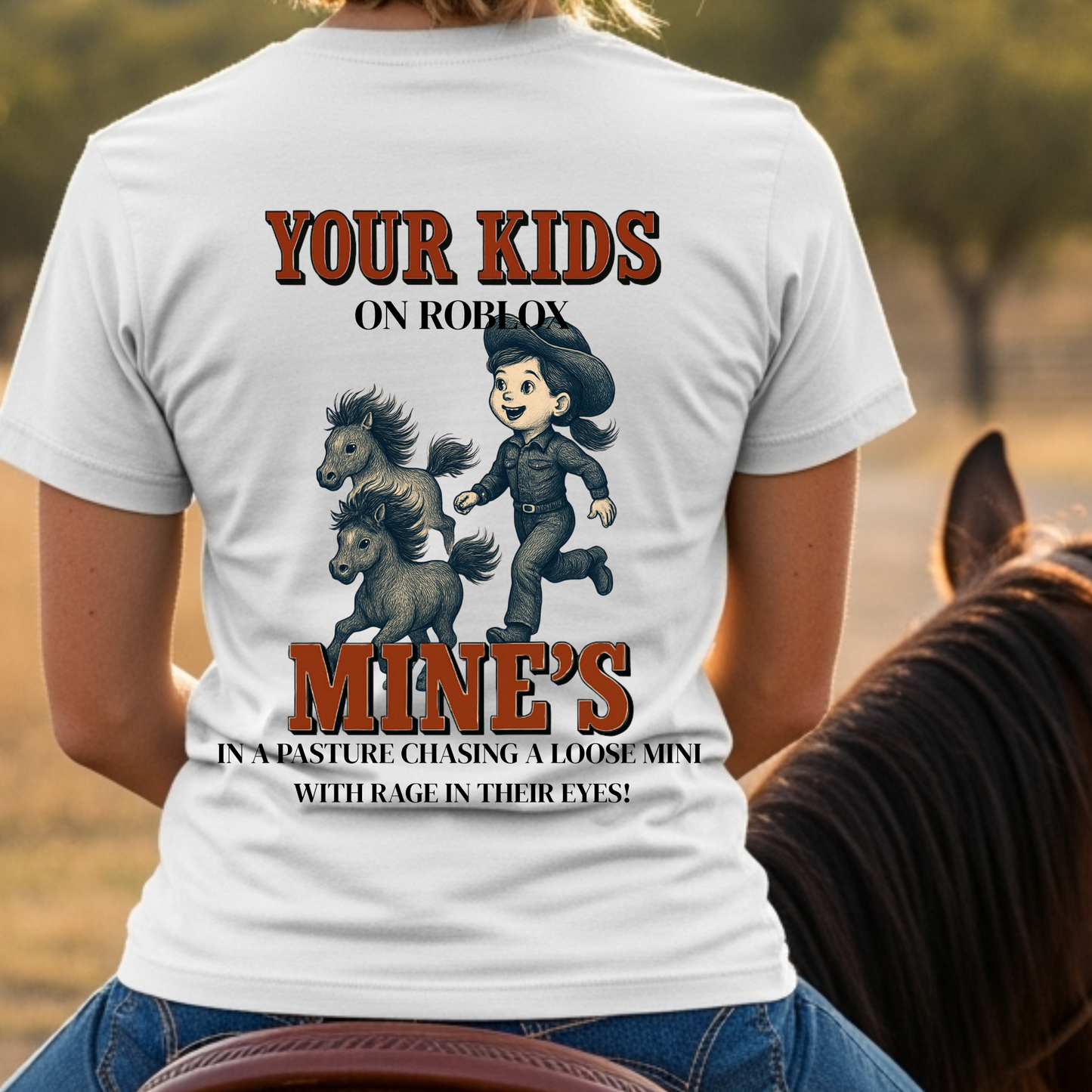 Back Printed- Funny Youth Rodeo Shirt Rodeo Kid T-Shirt Horseback Riding Barrel Racing Team Roping Steer Wrestling Western Rodeo Mom Dad Tee