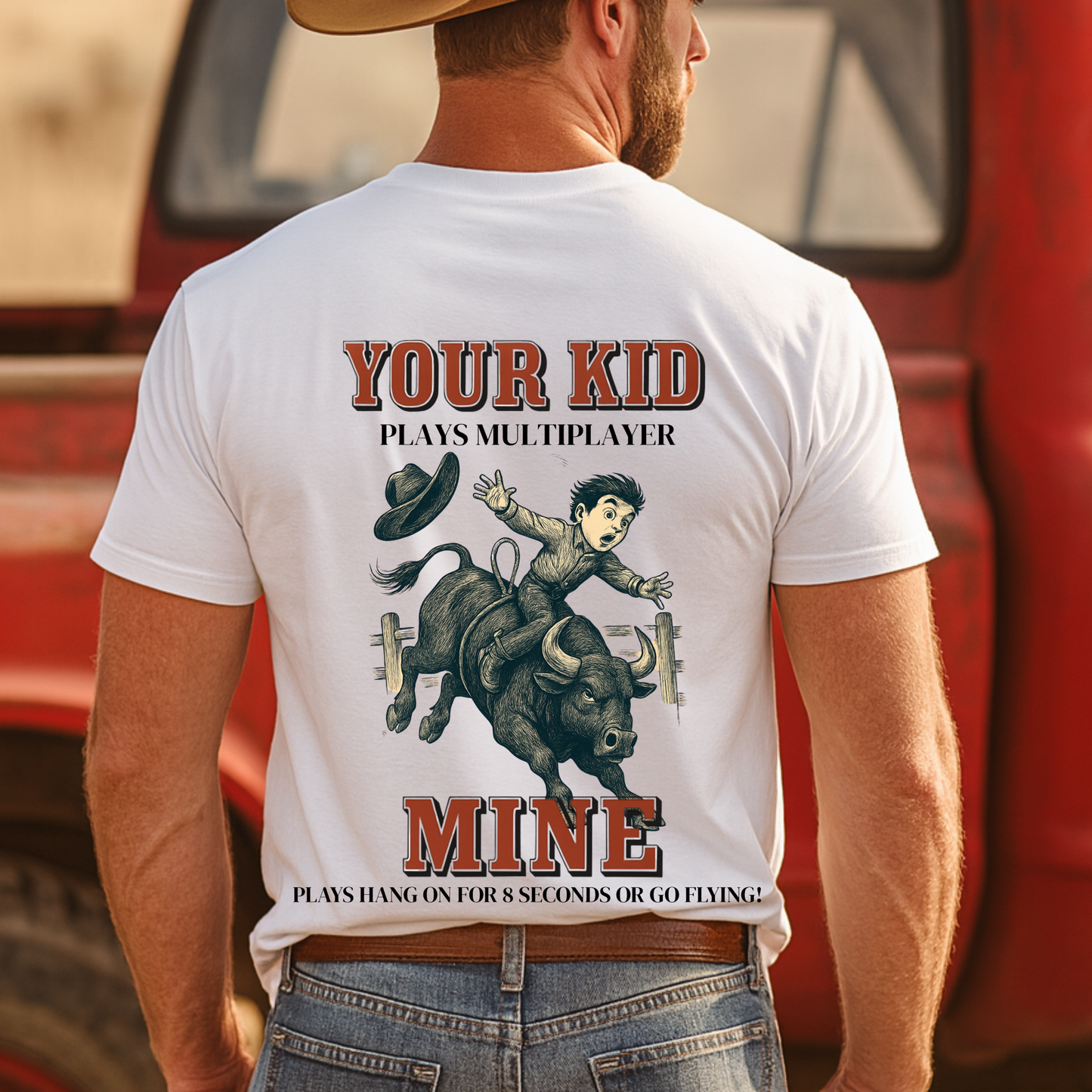 Back Printed- Funny Rodeo Kid Shirt Bull Riding T-Shirt Youth Rodeo Shirt Barrel Racing Team Roping Steer Wrestling Rodeo Mom Dad Western Tee