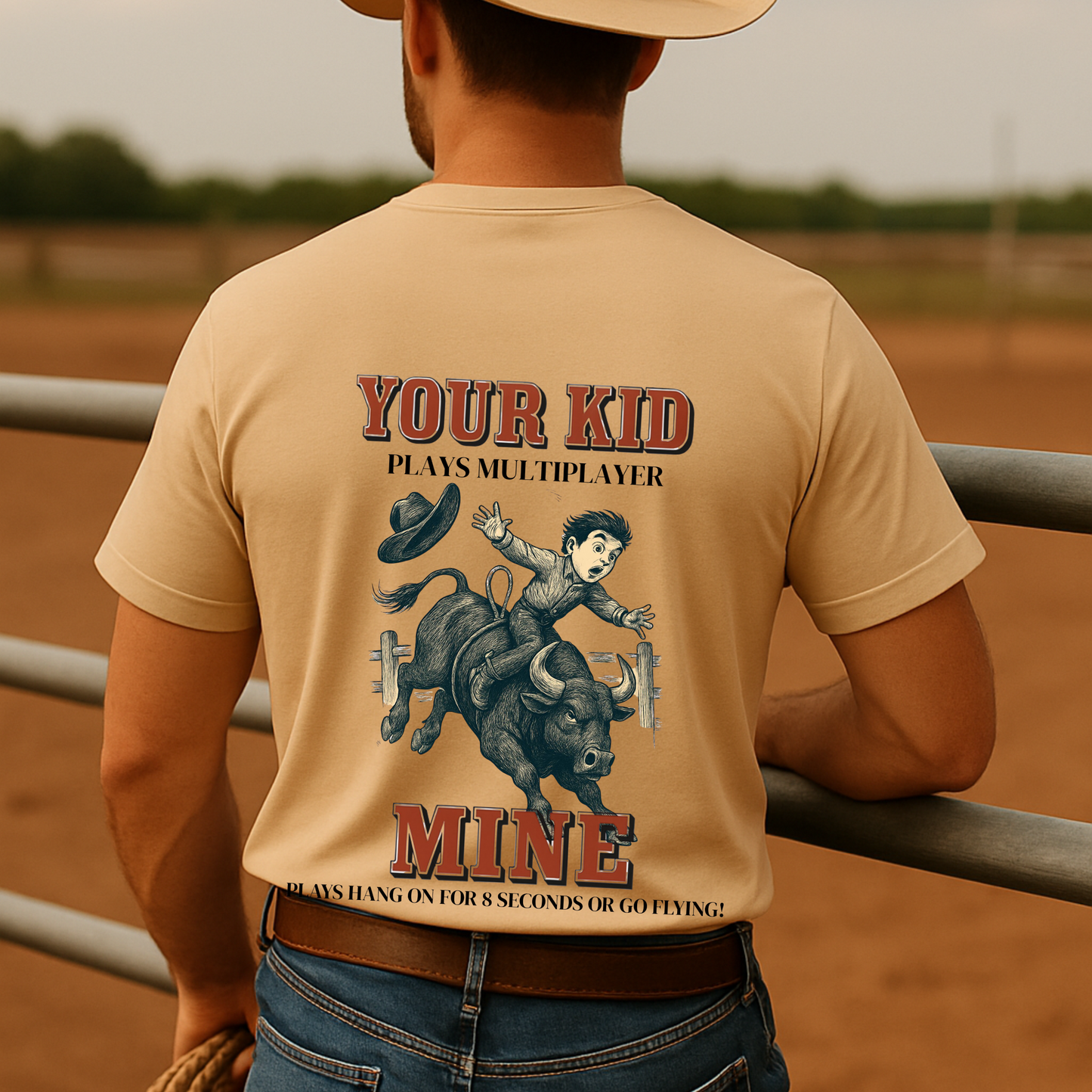 Back Printed- Funny Rodeo Kid Shirt Bull Riding T-Shirt Youth Rodeo Shirt Barrel Racing Team Roping Steer Wrestling Rodeo Mom Dad Western Tee