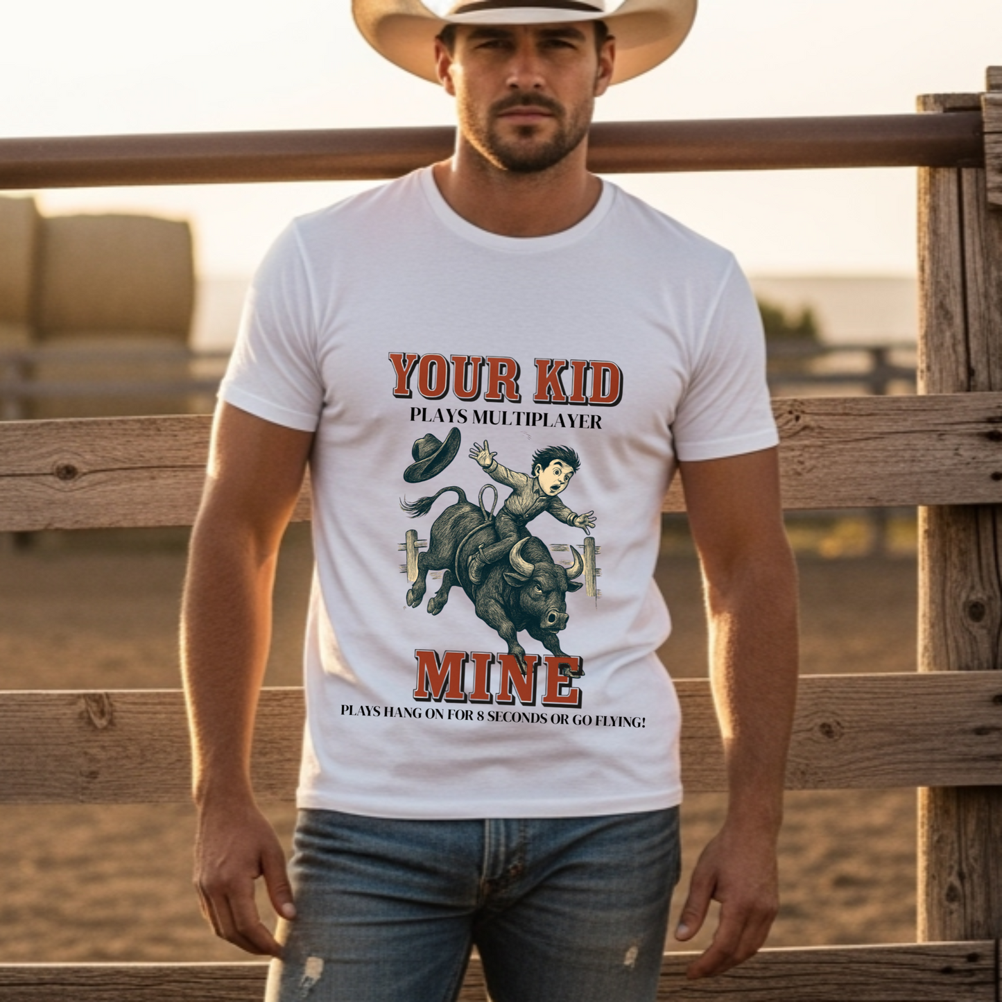 Front Printed- Funny Rodeo Kid Shirt Bull Riding T-Shirt Youth Rodeo Shirt Barrel Racing Team Roping Steer Wrestling Rodeo Mom Dad Western Tee