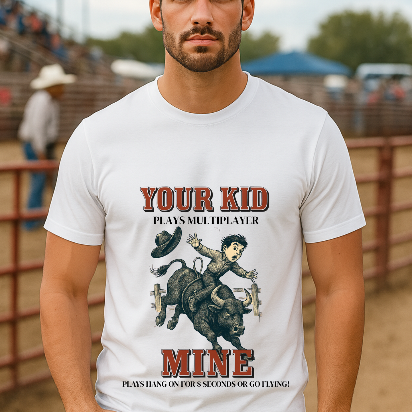 Front Printed- Funny Rodeo Kid Shirt Bull Riding T-Shirt Youth Rodeo Shirt Barrel Racing Team Roping Steer Wrestling Rodeo Mom Dad Western Tee