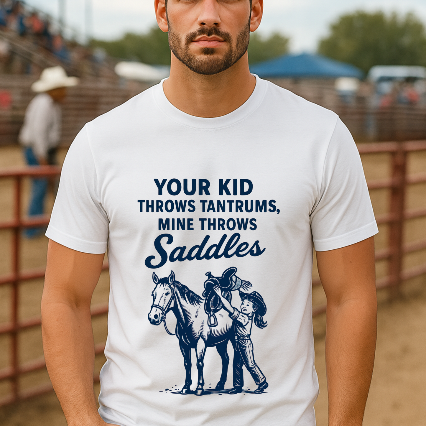 Front Printed- Funny Rodeo Kid Shirt Cowgirl T-Shirt Youth Rodeo Shirt Barrel Racing Rodeo Daughter Shirt Rodeo Mom Dad Gift Western Horse Tee